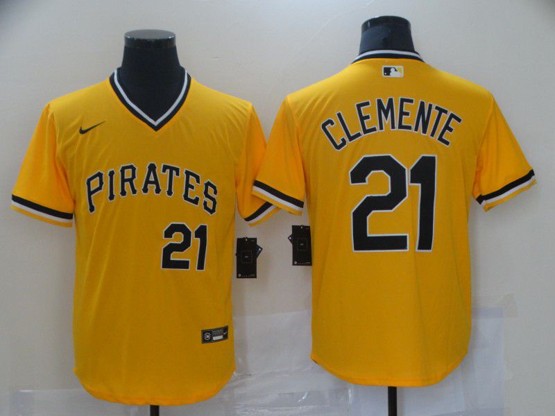 Men Pittsburgh Pirates #21 Clemente Yellow Nike Game 2021 MLB Jerseys